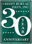 Credit Bureau Data, Inc. 30 year anniversary seal